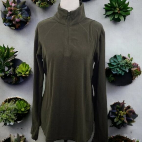 Columbia Green Fleece 1/2 Zip Pullover Long Sleeve Outdoor Activewear Large - Picture 2 of 13